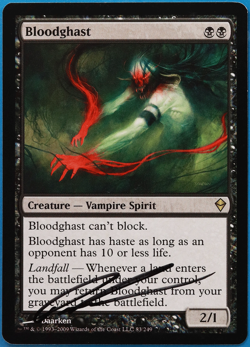 Bloodghast Zendikar NM Black Rare SIGNED MAGIC MTG CARD (ID# 504930) ABUGames - Image 1