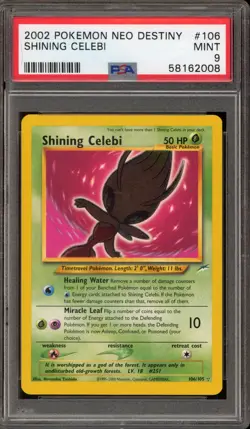Pokemon Shining Celebi Neo Destiny Unlimited Holo Secret Rare #106 PSA 9 Mint - Image 1