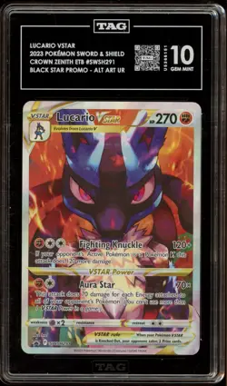 Pokemon Lucario VSTAR Crown Zenith ETB Full Art Promo SWSH291 TAG 10 Gem Mint - Image 1