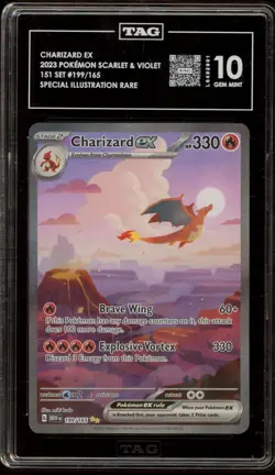 Pokemon Charizard ex 151 MEW EN Special Illustration Rare #199 TAG 10 Gem Mint - Image 1