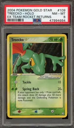 Pokemon Treecko Gold Star EX Team Rocket Returns Holo Ultra Rare #109 PSA 8 - Image 1
