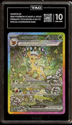 Pokemon Leafeon ex Prismatic Evolutions Special Illustration Rare #144 TAG 10 - Image 1