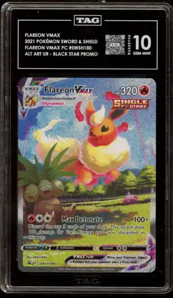 Pokemon Flareon VMAX Premium Coll. Full Alt Art Promo SWSH180 TAG 10 Gem Mint - Image 1