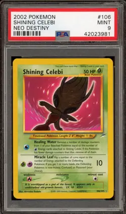 Pokemon Shining Celebi Neo Destiny Unlimited Holo Secret Rare #106 PSA 9 Mint - Image 1