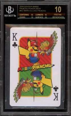 Pokemon Mario & Luigi Pikachu King of Clubs Playing Cards BGS 10 BLACK LABEL - Image 1