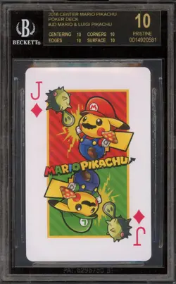 Pokemon Mario & Luigi Pikachu Jack of Diamonds Playing Cards BGS 10 BLACK LABEL - Image 1