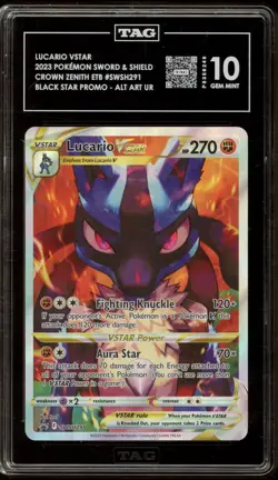 Pokemon Lucario VSTAR Crown Zenith ETB Full Art Promo SWSH291 TAG 10 Gem Mint - Image 1