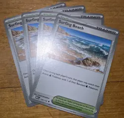x4 Surfing Beach 129/132 - Mega Evolution - Pokemon - NM/M English - Image 1