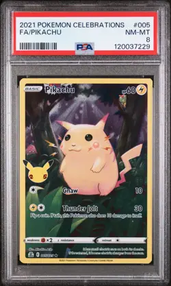 2021 Pokemon Sword & Shield Celebrations Full Art Pikachu #005/025 Holo PSA 8 - Image 1