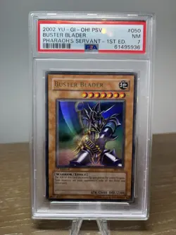 YUGIOH 1st Edition Pharaoh's Servant BUSTER BLADER PSV-050 Ultra Rare PSA 7 NM - Image 1