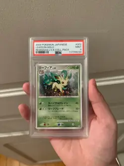 Pokemon Card Japanese Leafeon Holo PSA 9 Mint, Regigigas LV. X Pack #002 2009 - Image 1