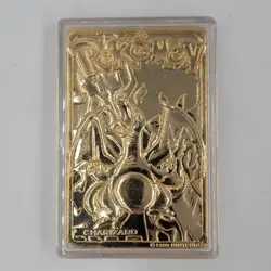 23K Gold Plated CHARIZARD Trading Card 1999 Burger King Pokemon Ball Blue - Image 3