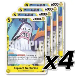 4x Topknot Neptunian OP11-107 Common A Fist of Divine Speed One Piece Card Game - Image 1