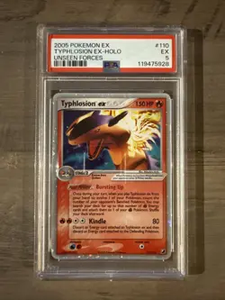 2005 Pokemon Typhlosion EX Holo Card #110 Unseen Forces PSA 5 - Image 1