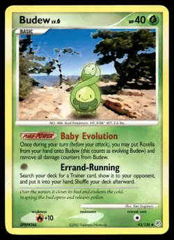 Budew 43/130 Pokemon Card Diamond and Pearl Uncommon 40 HP Lightly Played H4 - Image 1