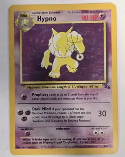 1999 Pokemon TCG Hypno 8/62 Fossil Set Holo Rare Card Vintage - Image 1