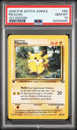 2000 POKEMON DUTCH JUNGLE 1ST ED #60 PIKACHU PSA 10 - Image 1