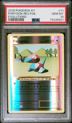 2016 POKEMON XY EVOLUTIONS #71 PORYGON-REVERSE FOIL PSA 10 - Image 1