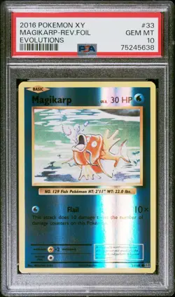 2016 POKEMON XY EVOLUTIONS #33 MAGIKARP-REVERSE FOIL PSA 10 - Image 1