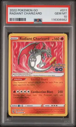 2022 POKEMON GO #011 RADIANT CHARIZARD PSA 10 - Image 1