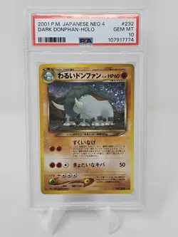 2001 Pokemon Japanese Neo 4 Dark Donphan Holo PSA 10 - Image 1