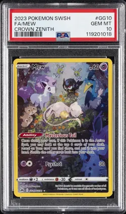 2023 POKEMON SWORD & SHIELD CROWN ZENITH #GG10 FULL ART/MEW PSA 10 - Image 1