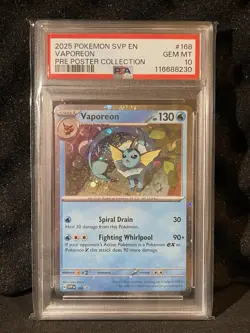 Pokemon Prismatic Evolutions Poster Vaporeon Promo Collection PSA 10 - Image 1
