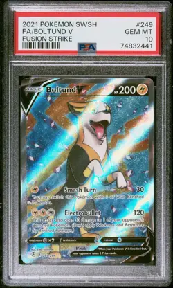 PSA 10 GEM MINT Boltund V 249/264 Fusion Strike FA Ultra Rare Holo Pokemon 2021 - Image 1