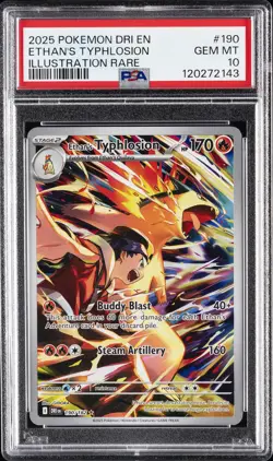 2025 POKEMON DRI EN-DESTINED RIVALS ILLUSTRATION RARE ETHAN'S TYPHLOSION PSA 10 - Image 1