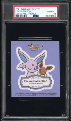 2021 POKEMON CENTER EXPLORATION CAMPAIGN STICKER EEVEE/ESPEON PSA 10 - Image 1
