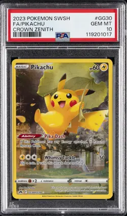2023 POKEMON SWORD & SHIELD CROWN ZENITH #GG30 FULL ART/PIKACHU PSA 10 - Image 1