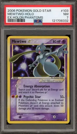 Pokemon Mewtwo Gold Star EX Holon Phantoms Holo Ultra Rare #103 PSA 7 - Image 1
