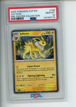2025 Pokemon Prismatic Evolutions Poster Jolteon #169 Black Star Promo PSA 10 - Image 1