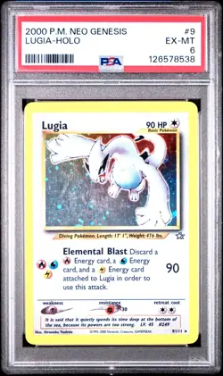 PSA 6 EX-MT Lugia Neo Genesis Holo Rare Pokemon Card 9/111 - Image 1