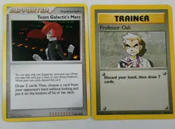 Pokemon Trainer Card Lot- Professor Oak 88/102 & Team Galactic's Mars 126/132 NM - Image 1