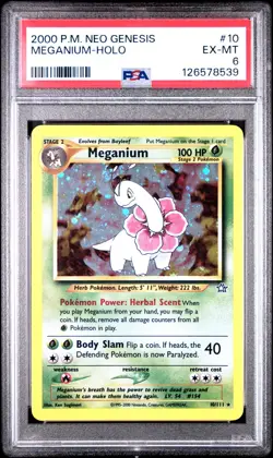 PSA 6 EX-MT Meganium Neo Genesis SWIRL Holo Rare Pokemon Card 10/111 - Image 1