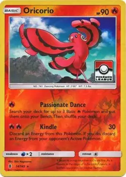 Slightly Played, English - 4 x Pokemon Oricorio - 14/145 - Pokemon League Promo - Image 1