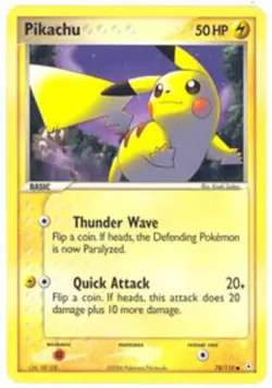 Moderately Played, English - 1 x Pokemon Pikachu - 78/110 - Common EX Holon Phan - Image 1