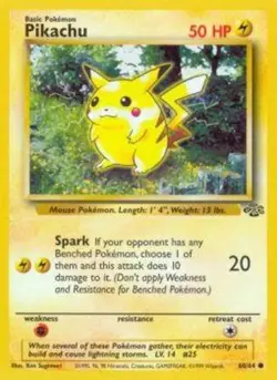 Moderately Played, English - 4 x Pokemon Pikachu - 60/64 - Common - Unlimited Ed - Image 1