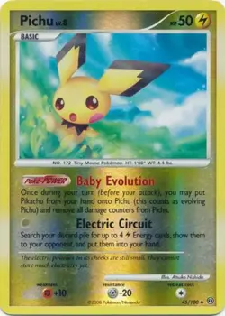Moderately Played, English - 1 x Pokemon Pichu - 45/100 - Uncommon - Reverse Hol - Image 1