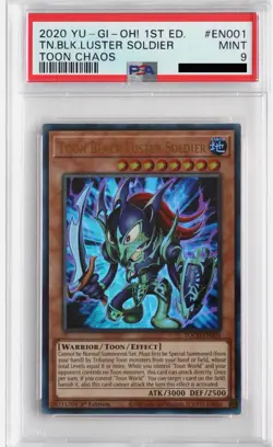 2020 YUGIOH 1st Ed. Toon Chaos EN001 Toon Black Luster Soldier PSA 9 Card MINT! - Image 1
