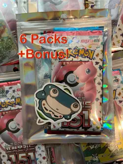 Pokemon Booster Pack bundle Of 6 Korean Packs With Bonus Illustration Rare Card - Image 1