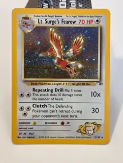 Lt. Surge's Fearow Gym Challenge Holo Rare Pokemon Card 7/132 - Image 1