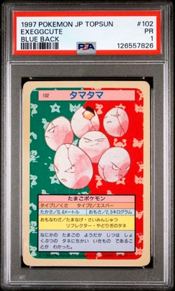 PSA 1 PR 1997 Pokemon Japanese Topsun #102 Exeggcute Blue Back Graded Card - Image 1