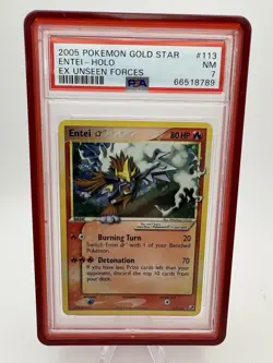 Pokemon Entei Gold Star Holo Rare Card 113/115 PSA 7 NM-MT EX Unseen Forces 2005 - Image 1