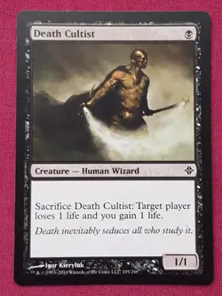 Magic The Gathering RISE OF THE ELDRAZI DEATH CULTIST black card MTG - Image 1