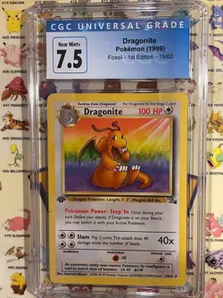 Dragonite 1st Edition ~ Fossil 19/62 ~ Graded CGC 7.5 ~ Pokemon 1999 - Image 1