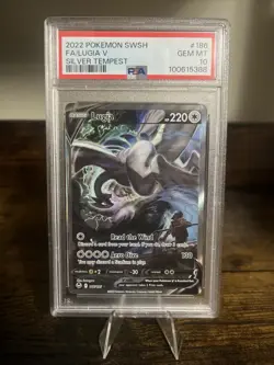 2022 POKEMON SWORD & SHIELD SILVER TEMPEST #186 FULL ART/LUGIA V PSA 10 - Image 1