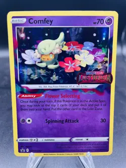 Pokemon Comfey SWSH242 Lost Origin Prerelease Holo Black Star Promo NM - Image 1
