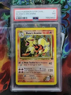 PSA 7 NM POKEMON 1/132 | 2000 Blaine's Arcanine HOLO - Gym Challenges - Image 1